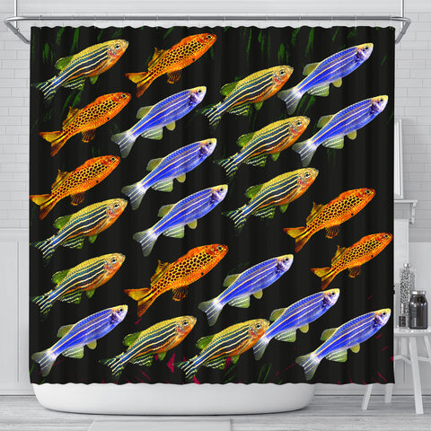 Slender Danios Fish Print Shower Curtains