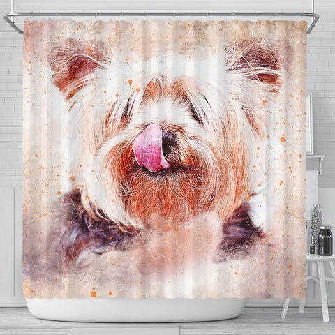 Yorkie Vintage Art Print Shower Curtains