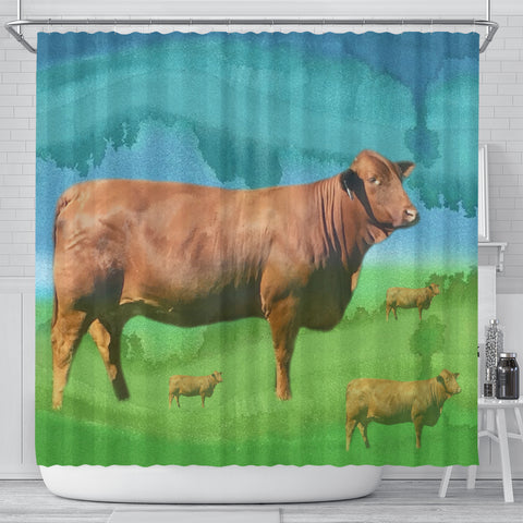 Cute Beefmaster Cattle (Cow) Print Shower Curtain