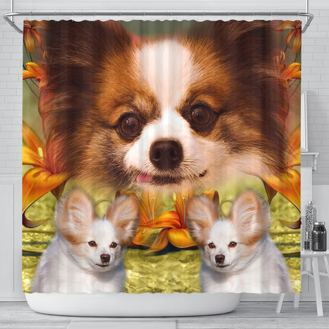 Papillon Dog Print Shower Curtains