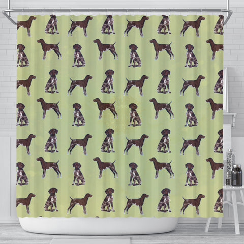 German Shorthaired Pointer Dog Pattern Print Shower Curtains