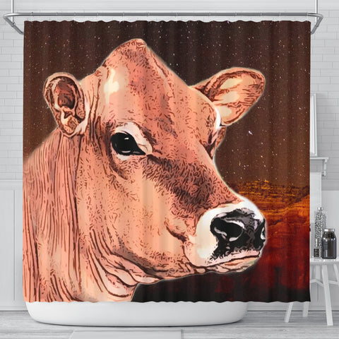 Cute Jersey Cattle (Cow) Print Shower Curtain