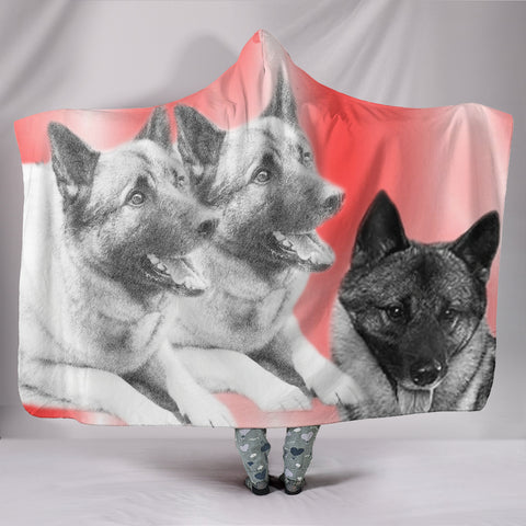 Norwegian Elkhound Dog Print Hooded Blanket