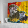 Blue and Yellow Macaw Print Shower Curtain