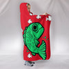 Fish Print On Red Hooded Blanket