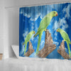 Rose Ringed Parakeet Print Shower Curtains