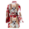 Cute Chihuahua On Red Print Women's Bath Robe