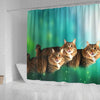 Cute American Bobtail Cat Print Shower Curtains