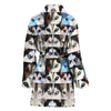 Siberian Husky Dog Eyes Pattern Print Women's Limited Edition Bath Robe