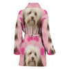 Havanese On Pink Print Women's Bath Robe