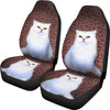 Cute White Persian Cat Print Car Seat Covers