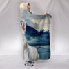 White Shepherd Print Hooded Blanket