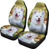 White Shepherd Dog Print Car Seat Covers