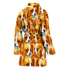 Papillon Dog In Lots Print Women's Bath Rob