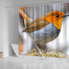 Japanese Robin Bird Print Shower Curtains