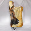 German Shepherd On Yellow Print Hooded Blanket