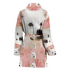 American Eskimo Dog On Pink Print Women's Bath Robe