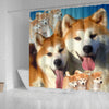 Akita Dog Print Shower Curtain