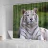 White Bengal Tiger Print Shower Curtains