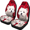 Westie On Rose Print Car Seat Covers