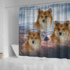 Icelandic Sheepdog Print Shower Curtains