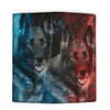 German Shepherd On Red and Blue Print Women's Leather Wallet