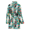 Old English Sheepdog Floral Print Women's Bath Robe