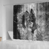 German Shepherd Black And White Print Shower Curtains