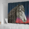 Amazing Friesian horse Print Shower Curtain