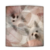 American Eskimo Dog On Leaves Print Women's Leather Wallet