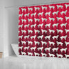 Great Pyrenees Dog On Red Print Shower Curtains