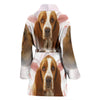 Basset Hound On White Print Women's Bath Robe