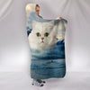 Cute White Persian Cat Print Hooded Blanket