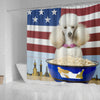 [AI Generated] Poodle with a bowl from New York Print Shower Curtains