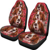 Irish Red and White Setter On Flower Print Car Seat Covers