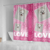 Pomeranian Dog Love Print Shower Curtain