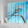 Blue Budgie Parrot (Common Parakeet) Print Shower Curtains