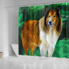 Rough Collie Dog Watercolor Art Print Shower Curtains