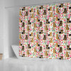 Cute Yorkie Floral Print Shower Curtains