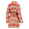 Poodle Dog Heart Pattern Print Women's Bath Robe