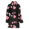 Pink Paws Print Women's Bath Robe