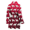 Great Pyrenees Dog Pattern On Red Print Women's Bath Robe