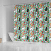 Poodle Dog Floral Print Shower Curtains