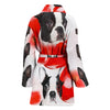 Boston Terrier On White Print Women's Bath Robe