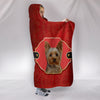 Yorkshire Terrier (Yorkie) Print On Red Hooded Blanket