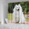 Spitz Dog Print Shower Curtains