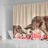 Irish Setter With Rose Print Shower Curtain