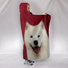 Cute Samoyed dog Print On Red Hooded Blanket