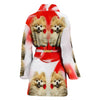 Pomeranian On White Print Women's Bath Robe