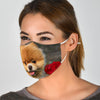 Pomeranian With Rose Print Face Mask